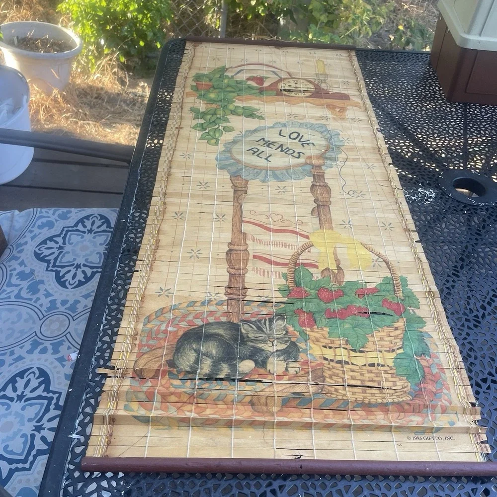 Vintage 1987 Reversible Bamboo Calendar 33.5